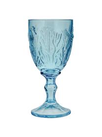 Copas de vino con relives Pantelleria, 6 uds., Vidrio, Azul, Ø 8x Al 17 cm