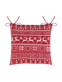 Stoelkussen Valmorel met wintermotief, Rood, wit, 40 x 40 cm