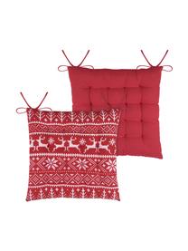 Stoelkussen Valmorel met wintermotief, Rood, wit, 40 x 40 cm