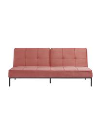 Sofá cama de terciopelo Perugia (3 plazas), plegable, Tapizado: poliéster Alta resistenci, Patas: metal pintado, Terciopelo naranja coral, An 198 x F 95 cm