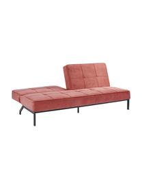 Sofa z funkcją spania z aksamitu Perugia, Tapicerka: aksamit poliestrowy Dzięk, Nogi: metal lakierowany, Koralowo pomarańczowy, S 198 x G 95 cm