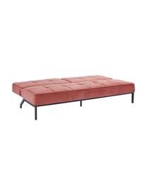 Sofá cama de terciopelo Perugia (3 plazas), plegable, Tapizado: poliéster Alta resistenci, Patas: metal pintado, Terciopelo naranja coral, An 198 x F 95 cm