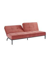 Sofá cama de terciopelo Perugia (3 plazas), plegable, Tapizado: poliéster Alta resistenci, Patas: metal pintado, Terciopelo naranja coral, An 198 x F 95 cm