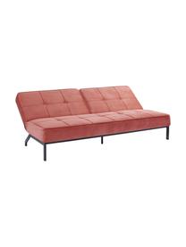 Sofa z funkcją spania z aksamitu Perugia, Tapicerka: aksamit poliestrowy Dzięk, Nogi: metal lakierowany, Koralowo pomarańczowy, S 198 x G 95 cm