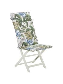 Hoog tuinstoelkussen Bliss met tropische print, waterafstotend, Bekleding: 50% katoen, 45% polyester, Crèmekleurig, groen- en blauwtinten, B 50 x L 120 cm