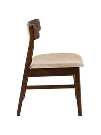 Holzstuhl Ken mit gepolsterter Sitzfläche, Bezug: Polyester, Gestell: Gummibaumholz, Braun, beige, B 57 x T 53 cm