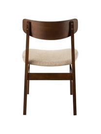 Silla de madera con asiento tapizado Ken, Tapizado: poliéster, Estructura: madera de caucho, Marrón, beige, An 57 x F 53 cm