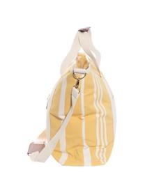 Sac isotherme Strand, 40 % coton, 40 % polyester, 15 % vinyle hydrofuge, 5 % cuir, Jaune, blanc crème, larg. 41 x haut. 51 cm