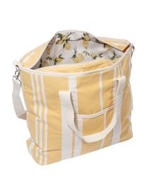 Borsa termica Strand, 40% cotone, 40% poliestere, 15% vinile idrorepellente, 5% pelle, Giallo, bianco crema, Larg. 41 x Alt. 51 cm