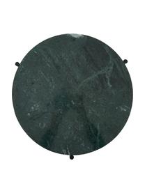 Mesa auxiliar redonda de mármol Ella, Tablero: mármol natural, Estructura: metal con pintura en polv, Verde veteado, negro, Ø 40 x Al 50 cm
