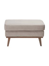 Sofa-Hocker Alva aus Samt in Taupe mit Buchenholz-Füßen, Bezug: Samt (Hochwertiger Polyes, Gestell: Massives Kiefernholz, Füße: Massives Buchenholz, gebe, Samt Taupe, 74 x 30 cm