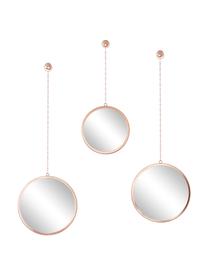 Set 3 specchi rotondi da parete con cornice in metallo ramato Dima, Cornice: metallo rivestito, Ramato, Set in varie misure