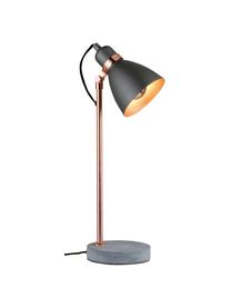 Große Schreibtischlampe Orm mit Betonfuß, Lampenschirm: Metall, beschichtet, Stange: Metall, beschichtet, Lampenfuß: Beton, Kupferfarben, Grau, Ø 15 x H 50 cm