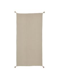 Tovaglia con nappe Benini, 85% cotone, 15% lino, Greige, Per 6-10 persone  (Larg.130 x Lung. 270 cm)