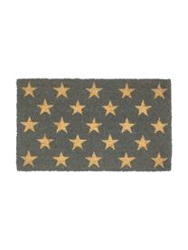 Felpudo Fresh Stars, Parte superior: 100% fibras de coco, Reverso: 100% PVC, Beige, gris, L 76 x An 46 cm