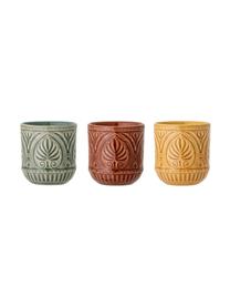 Set 3 tazze stile marocchino fatte a mano Rani, Gres, Verde, giallo, rosso, Ø 8 x Alt. 9 cm, 200 ml