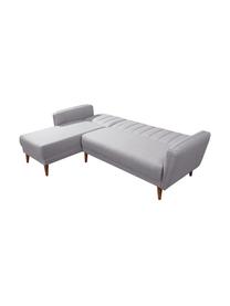 Divano letto 3 posti in tessuto grigio chiaro Aqua, Rivestimento: lino, Struttura: legno di corno, metallo, Piedini: legno, Grigio, Larg. 225 x Prof. 145 cm