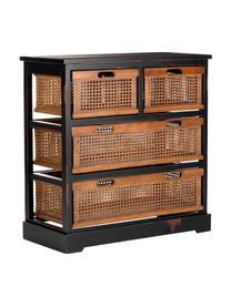 Cassettiera in rattan Bantu, Legno naturale, nero, Larg. 74 x Alt. 77 cm