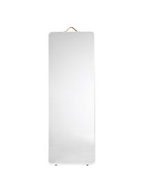 Specchio da parete Norm, Cornice: alluminio verniciato a po, Manico: pelle, Bianco, Larg. 60 x Alt. 170 cm