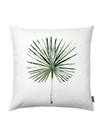 Housse de coussin imprimé palmier Fan Palm, Blanc, tons verts