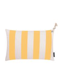 Housse de coussin d'extérieur rayures Santorin, 100 % polypropylène, Teflon®, Jaune, blanc, larg. 40 x long. 60 cm