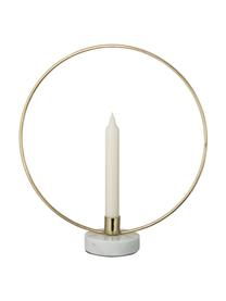 Kerzenhalter Golden Ring, Kerzenhalter: Metall, beschichtet, Fuß: Marmor, Goldfarben, Weiß, marmoriert, B 28 x H 30 cm