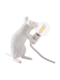 Kleine design tafellamp Mouse, Lamp: kunsthars, Wit, B 5 x H 13 cm