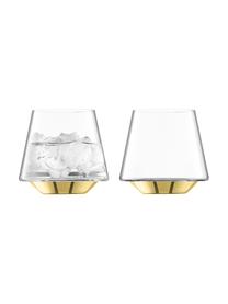 Vasos de vidrio soplado Space, 2 uds., Vidrio, Transparente, dorado, Ø 10 x Al 9 cm