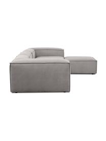 Modulaire bank Lennon (4-zits) van corduroy met kruk, Bekleding: corduroy (92% polyester, , Frame: massief grenenhout, multi, Poten: kunststof, Corduroy lichtgrijs, B 327 x H 207 cm