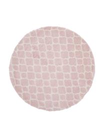 Tappeto rotondo a pelo lungo rosa cipria/crema Mona, Retro: 78% juta, 14% cotone, 8% , Rosa cipria, bianco crema, Ø 150 cm (taglia M)