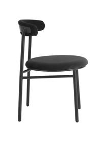 Krzesło tapicerowane z aksamitu Doggi, 2 szt., Tapicerka: 100% aksamit poliestrowy , Stelaż: metal powlekany, Czarny aksamit, S 47 x G 50 cm