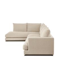 Sofa narożna XL Tribeca, Tapicerka: poliester Tkanina o odpor, Stelaż: lite drewno sosnowe, Nogi: lite drewno sosnowe, laki, Jasnobeżowa tkanina, S 405 x G 228 cm, lewostronna
