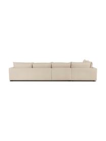 Sofa narożna XL Tribeca, Tapicerka: poliester Tkanina o odpor, Stelaż: lite drewno sosnowe, Nogi: lite drewno sosnowe, laki, Jasnobeżowa tkanina, S 405 x G 228 cm, lewostronna