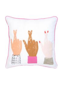 Housse de coussin 40x40 design Hands von Kera Till, Coton, Blanc, multicolore, larg. 40 x long. 40 cm