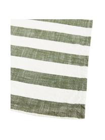 Nappe à rayures Strip, Coton, Vert olive, blanc, rayé, Pour 4 à 6 pers. (larg. 140 x long. 200 cm)