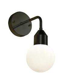 Badkamer wandlamp Florens met glazen lampenkap, Lampenkap: opaalglas, Zwart, wit, B 12 x D 25 cm