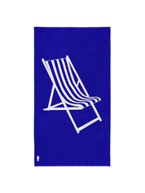 Ręcznik plażowy Take a Seat, 100% egipska bawełna, materiał o średniej gramaturze, 420 g/m², Niebieski, biały, S 100 x D 180 cm