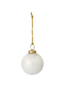 Kerstballen Munay, 2 stuks, Wit, glanzend, goudkleurig, Ø 8 x H 8 cm
