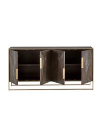 Komoda z litego drewna mangowego Harry, Korpus: lite drewno mangowe, laki, Stelaż: metal malowany proszkowo, Drewno mangowe, odcienie złotego, S 175 x W 85 cm