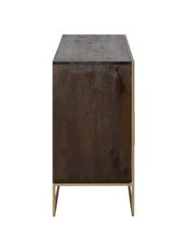 Komoda z litego drewna mangowego Harry, Korpus: lite drewno mangowe, laki, Stelaż: metal malowany proszkowo, Drewno mangowe, odcienie złotego, S 175 x W 85 cm