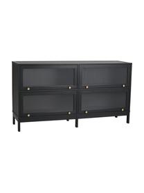 Sideboard Kilmore mit Glastüren in Schwarz, Griffe: Metall, lackiert, gebürst, Schwarz, 150 x 81 cm