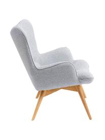 Sillón orejero Vicky, con patas de madera, Funda:  poliéster reciclado Alta, Patas: madera de roble maciza, c, Estructura: haya aglomerado, natural, Tejido gris, An 73 x F 83 cm