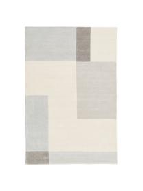 Handgetufteter Wollteppich Keith mit geometrischem Muster, Flor: 100% Wolle, Beige, Grau, B 120 x L 180 cm (Größe S)