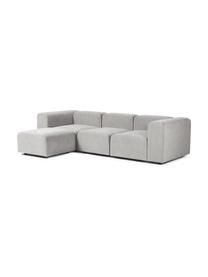 Sofa modułowa z pufem Lena (4-osobowa), Tapicerka: tkanina (88% poliester, 1, Stelaż: drewno sosnowe, sklejka, , Nogi: tworzywo sztuczne, Jasnoszara tkanina, S 284 x G 181 cm
