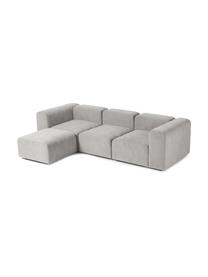 Sofa modułowa z pufem Lena (4-osobowa), Tapicerka: tkanina (88% poliester, 1, Stelaż: drewno sosnowe, sklejka, , Nogi: tworzywo sztuczne, Jasnoszara tkanina, S 284 x G 181 cm