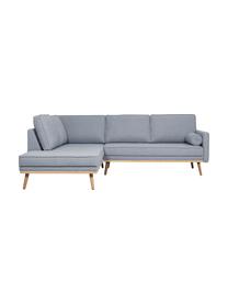 Divano angolare 3 posti in tessuto blu grigio Saint, Rivestimento: poliestere 50.000 cicli d, Struttura: legno di pino massiccio, , Tessuto blu grigio, Larg. 243 x Prof. 220 cm