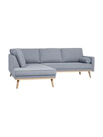 Ecksofa Saint (3-Sitzer) in Blaugrau mit Eichenholz-Füßen, Bezug: Polyester Der hochwertige, Gestell: Massives Kiefernholz, Spa, Webstoff Blaugrau, B 243 x T 220 cm