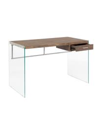 Escritorio Roble, Estructura: tablero de fibras de dens, Patas: vidrio, Madera, transparente, An 122 x Al 76 cm