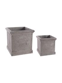 Cache-pot aspect béton Uara, 2 élém., Plastique, Gris, Lot de différentes tailles