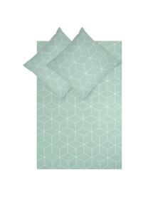 Biancheria da letto in cotone ranforce Lynn, Verde menta, bianco, 200 x 200 cm, 3 pz